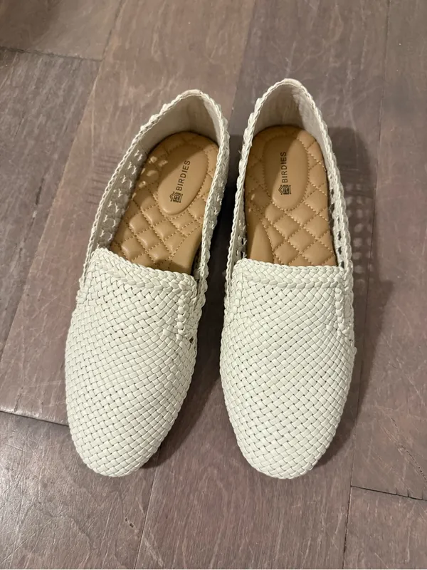 Birdies White Woven Starling Slip-On Women’s Loafers/Flats Size 7 - Image 2
