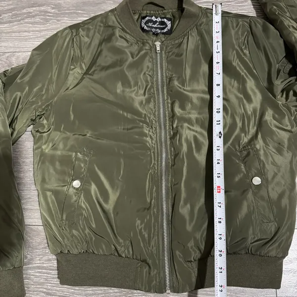 Ambiance Outerwear Woman Army Green Puffer Zip‎ Up Jacket Size Large Pocket - Image 12