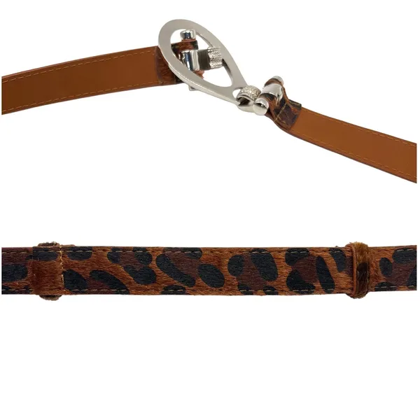 Leopard Calf Hair Belt Rhinestone Stirrup Buckle Horseshoe‎ Animal Print OS - Image 4