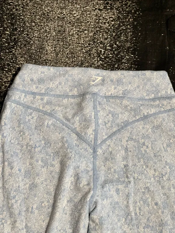 Womens XS Gymshark Fleur Texture Leggings Light Blue Marl High Rise - Image 8