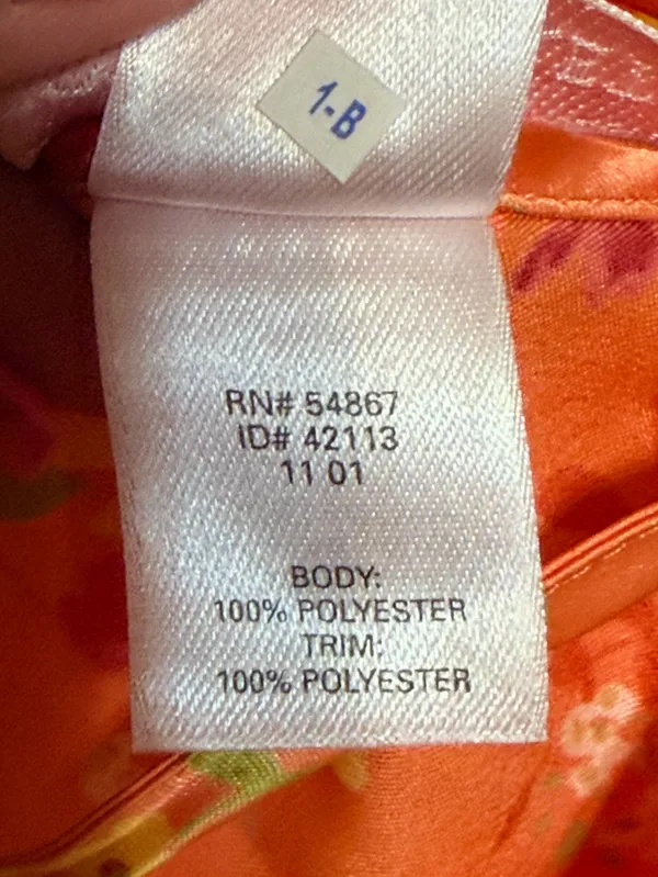 Victoria's Secret Vintage 2001 satin nightie, orange floral print, sz M - Image 7