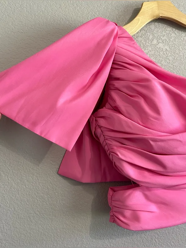 4SI3NNA Hot Pink One Shoulder Top - Image 3