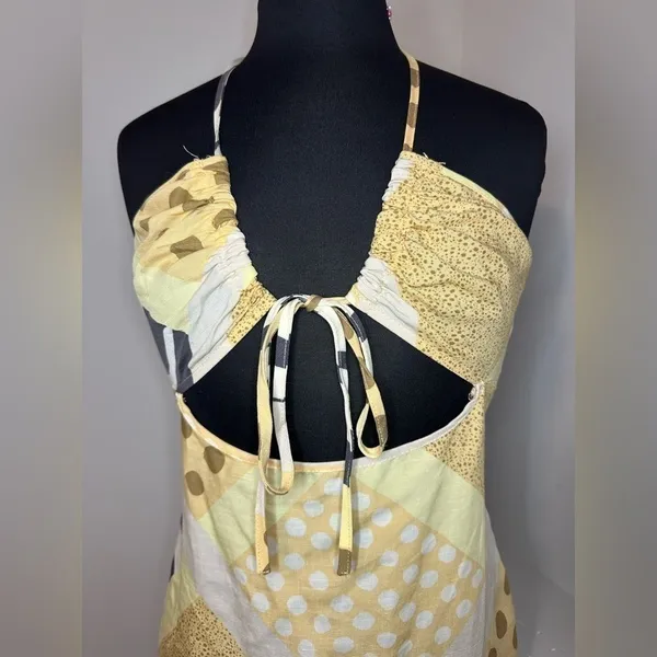 Zebra Patternblock Halter Yellow Midi Dress NWT - Image 4