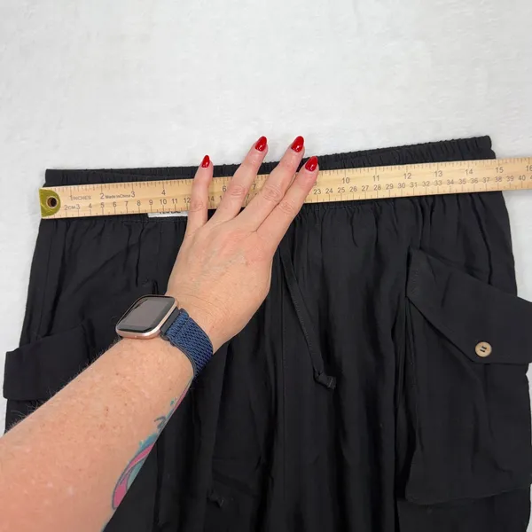 Tarse M Cargo Baggy Pants Parachute Black Linen Blend Wide Leg Boho Gorpcore New - Image 10