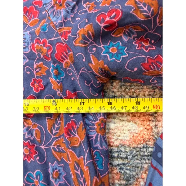 Natural Life Womens S Purple Floral Rayon Boho Tie Neck Balloon Sleeve Blouse - Image 8