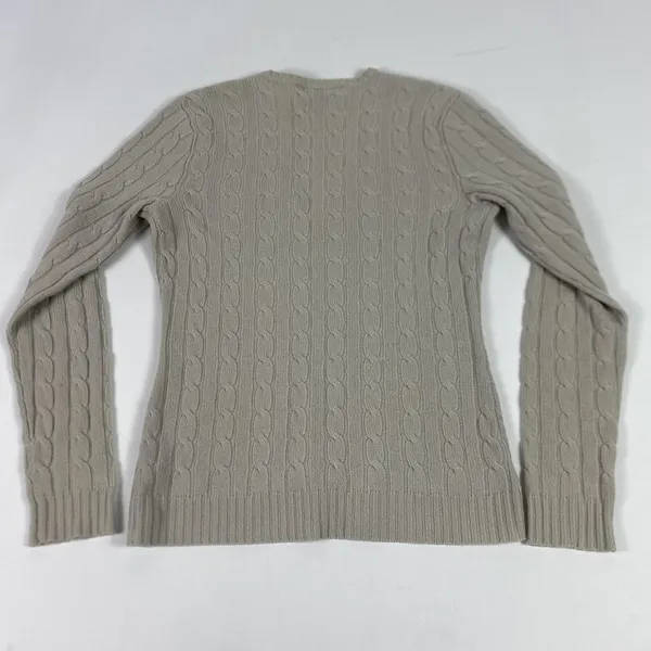 Ralph‎ Lauren Sweater Womens Medium Cable Knit V Neck Cashmere Slim Fit - Image 8