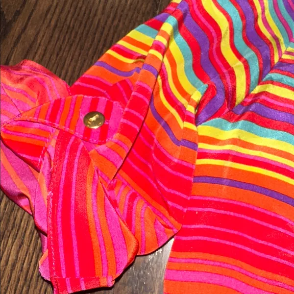 Amanda Uprichard silk Multicolor Striped V-Neck Blouse size medium - Image 5