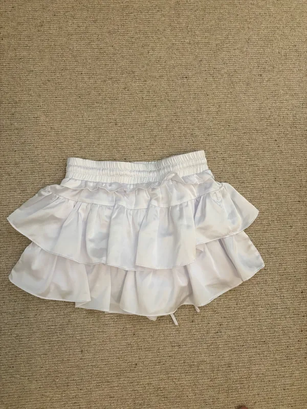 Ruffled White Silk Mini Skirt - Image 2