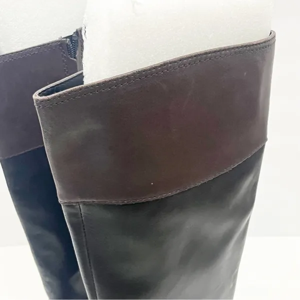 RALPH LAUREN Sulita Leather Black Brown Harness Zipper Knee High Riding Boots 7 - Image 8