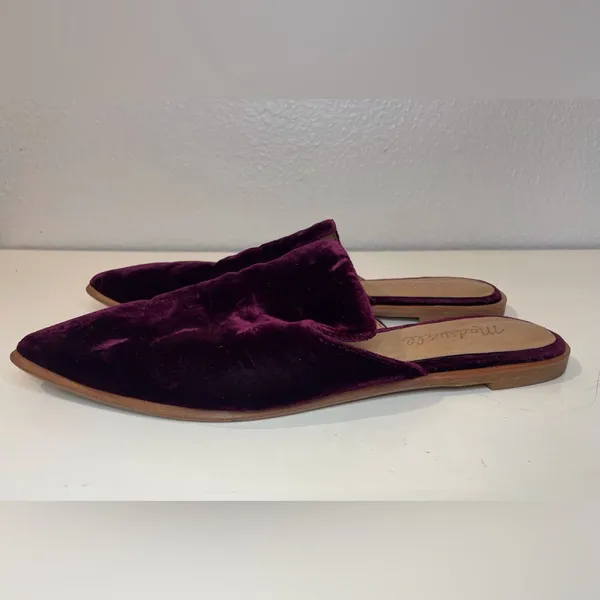 Madewell Women’s Gemma Mule Velvet‎ Purple with Pointed Toe Shoes Size 6 - Image 3