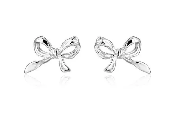 Boutique Silver Bow Stud Earrings - Image 3