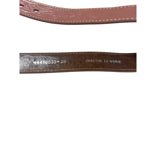 Nocona Belt Leather Western Pink Belt Gold Silver Horse Buckle 25" - 29" NWOT - Image 6