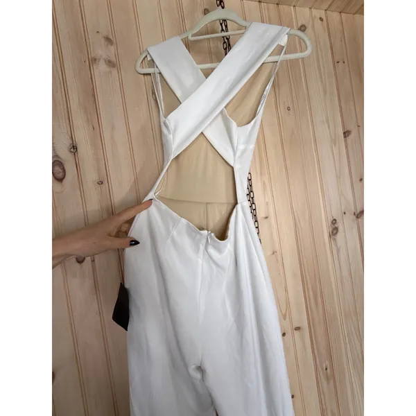 NWT Lulus Thinking Out Loud White Backless Jumpsuit Cocktail Classy Size XS - Image 6