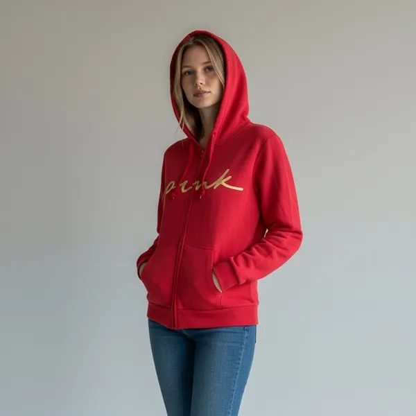 Victoria’s Secret PINK Full Zip Hoodie With Gold Foil - Image 2