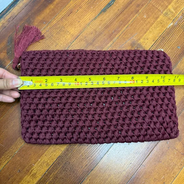 Crochet Chain-Shoulder Clutch - Burgundy - Image 3