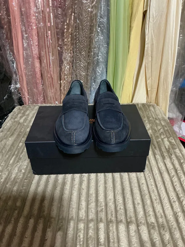 Good Man Shoes Good Man Brand Lexington Loafers In Navy Suede - Image 3