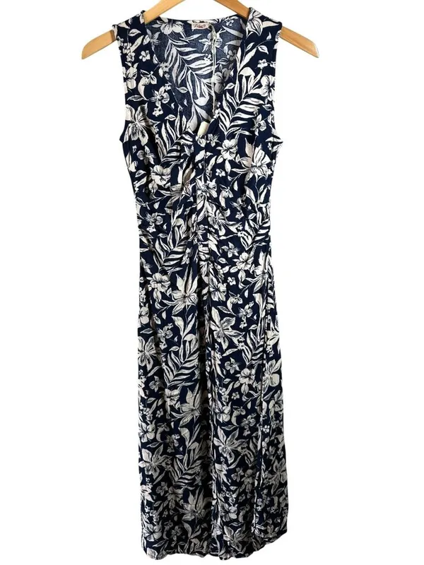 NWT Faherty Sorrento Navy Floral Sleeveless Midi Dress XS Casual Lightweight - Image 2