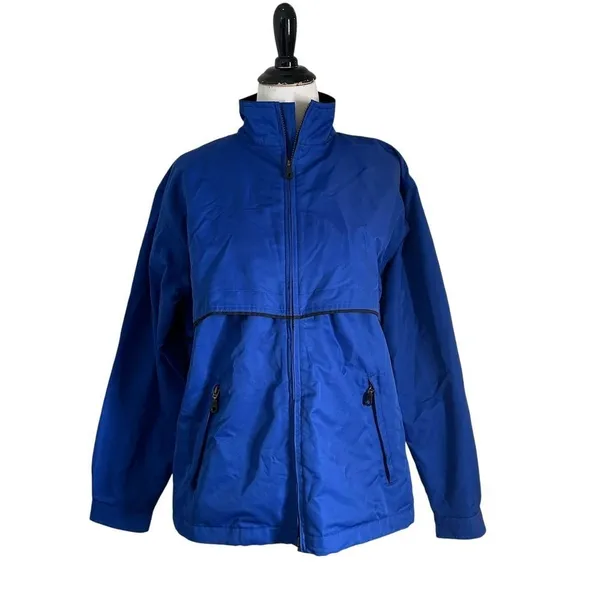 Cutter Buck Weather Tech Windbreaker Golf Jacket Women Blue Vented Piping Coat M - Image 3