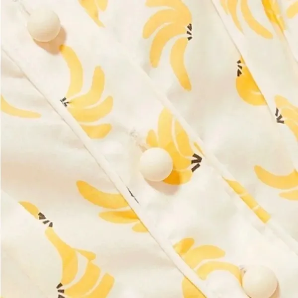 ANNA MASON Rosi Blouse White & Yellow Banana Ruffle‎ Button Down Medium - Image 5