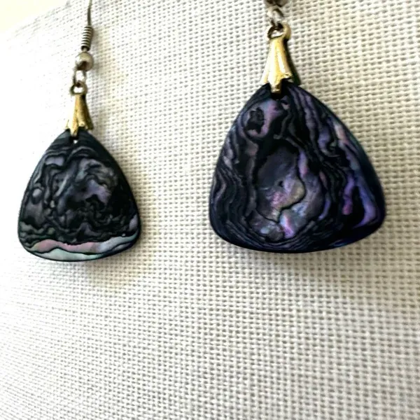 Abalone silver tone drop earrings - Image 6
