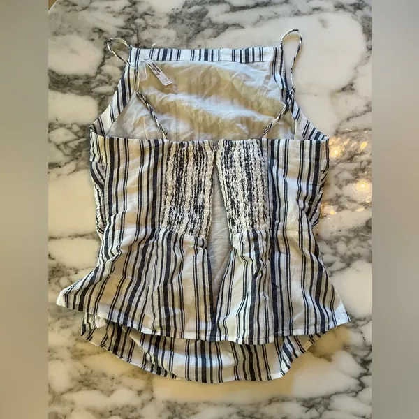 NWT Madewell Ruched Squareneck Tank in Linen-Cotton BROKEN ZIPPER - Image 6