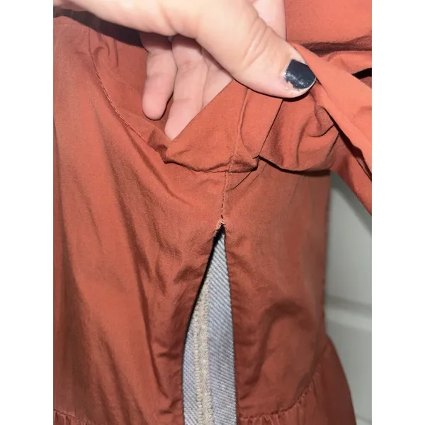 ASTR the Label Poplin Puff Sleeve Tiered Midi Dress L Square Neck Rust Cottage - Image 6