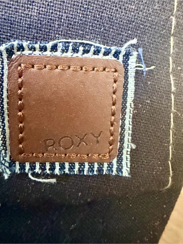 Roxy Baseball Cap Black Speckled Straw Weave Back Leather Patch Adjustable Hat - Image 8