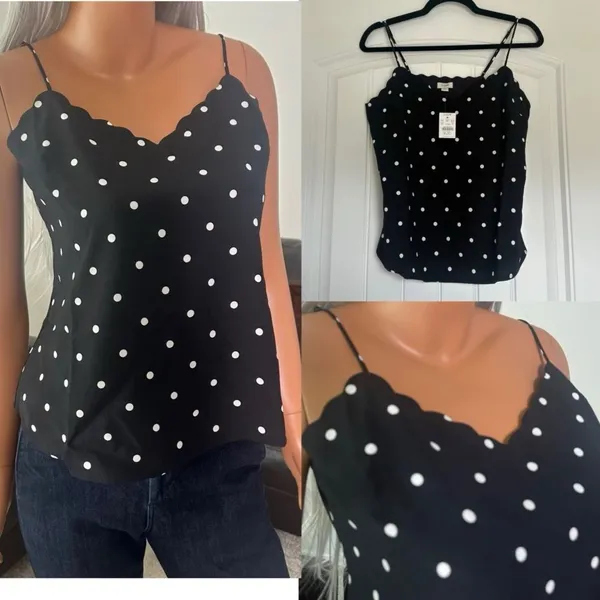 NWT J. Crew Women’s Size 6‎ Polka Dot Cami Top Romantic Feminine French Classic - Image 2