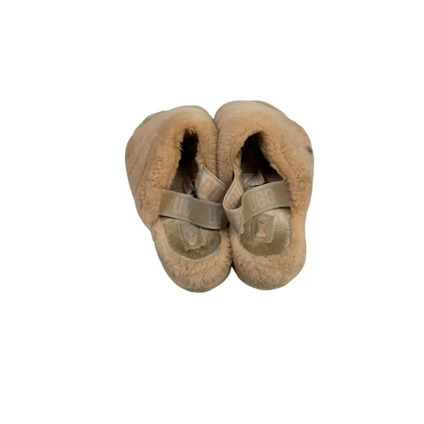 UGG Fluff Yeah Slide Peach Tan Sheepskin Slingback Slipper 1095119 Womens 9 - Image 3