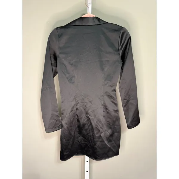 NWT Zara Black Ruched Button Front Shirt Dress Mini XS‎ Quiet Luxury Night Out - Image 7