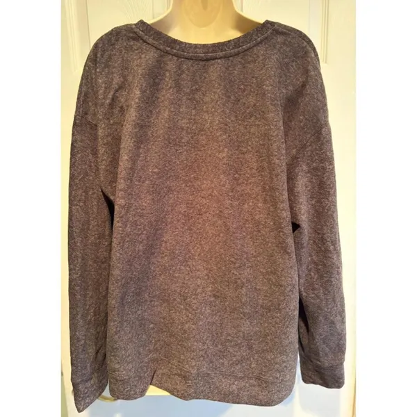 Cuddl Duds XL Charcoal Gray Fleece Southwestern Fair Isle Pullover Top - Image 3