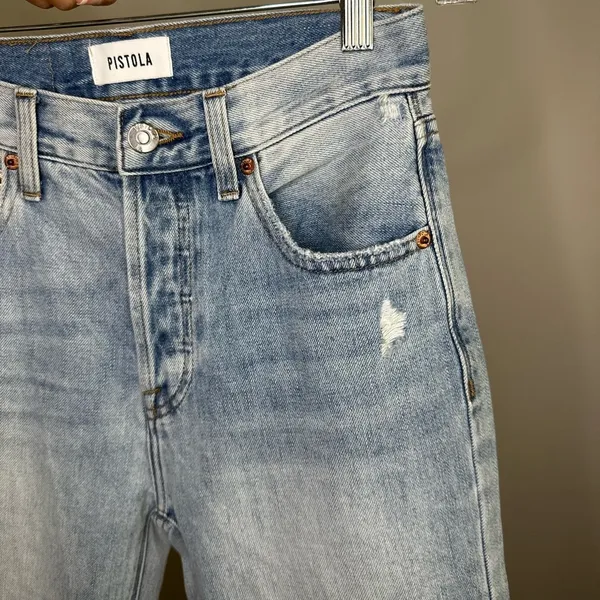 Pistola Keaton High Rise Slim Straight Button Fly Light Wash Jeans Women’s Sz 24 - Image 7