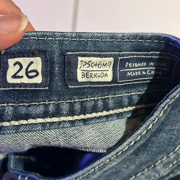 Miss Me Dark Blue Bermuda Jean Shorts size 26 - Image 10