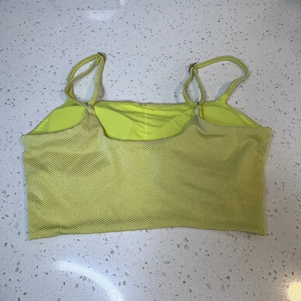Aerie Real Good Neon Lime Green Honeycomb Textured Twist Front Bikini Top Medium - Image 2
