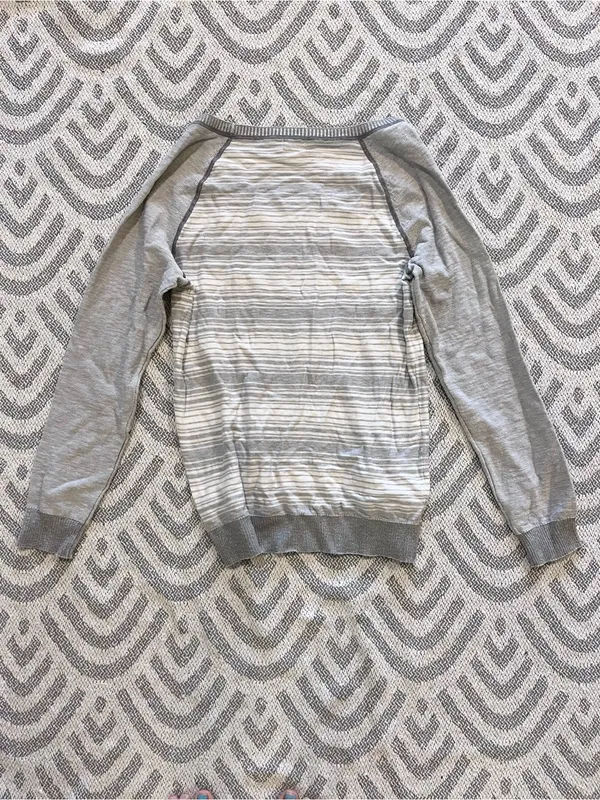 MOSSIMO SUPPLY CO. Light Grey White Striped Raglan Long Sleeve Shirt XXL NWT - Image 4