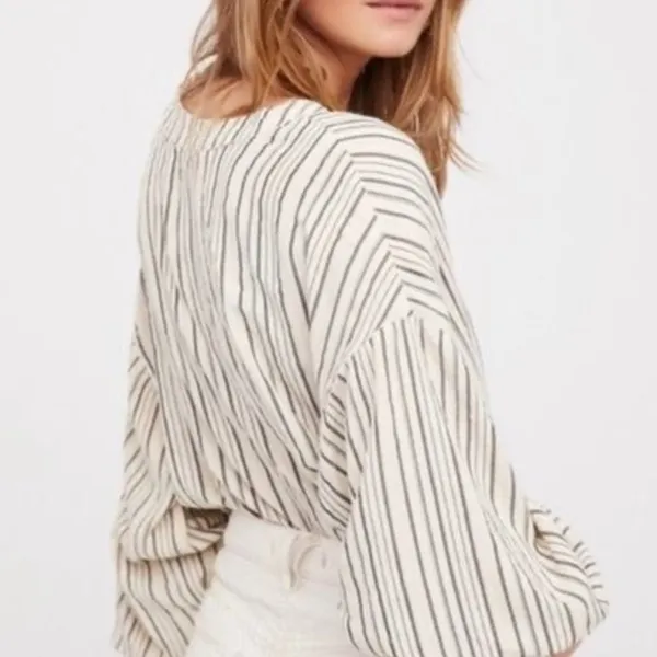 NWT Free People Ryhthm of the Night Tunic Top Ivory / Black Size Large - Image 3