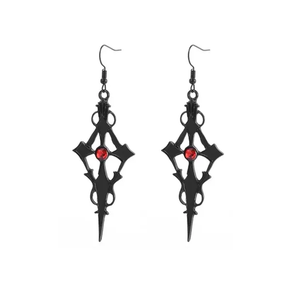 Retro Style Gothic Black Cross Earrings Funky Vintage Style Faux Fashion Jewelr - Image 8