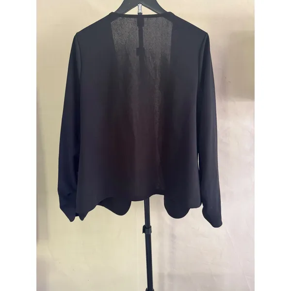 SHEIN Black Open Front Blazer Stretch Scalloped Hem Jacket - Image 2