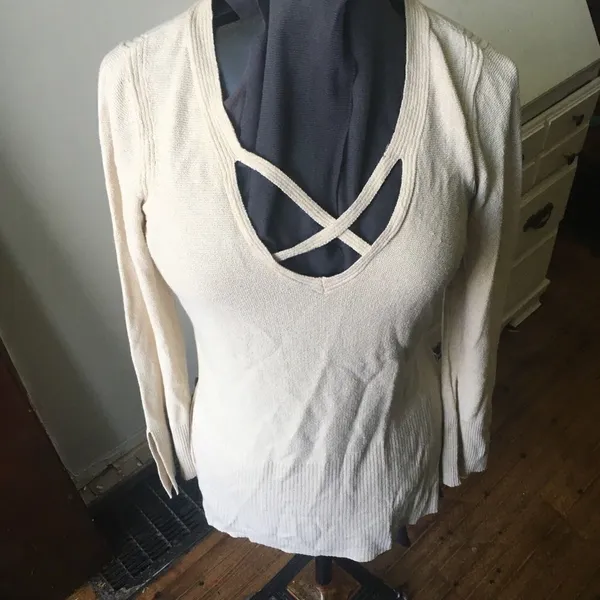 Free People cream crisscross sweater tunic - Image 3