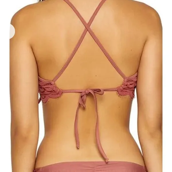 New. Pilyq dusty rose lace bralette bikini set. D-cup/L-teeny - Image 4
