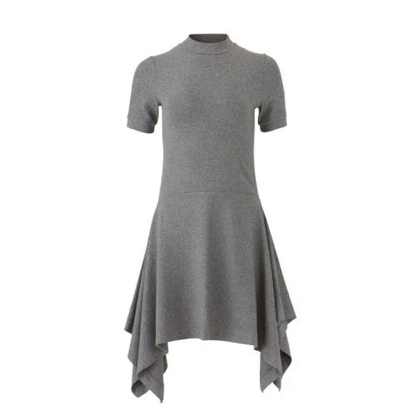Anthropologie Women Small Susana Monaco Grey Ribbed Mini Dress Fall Chic - Image 2