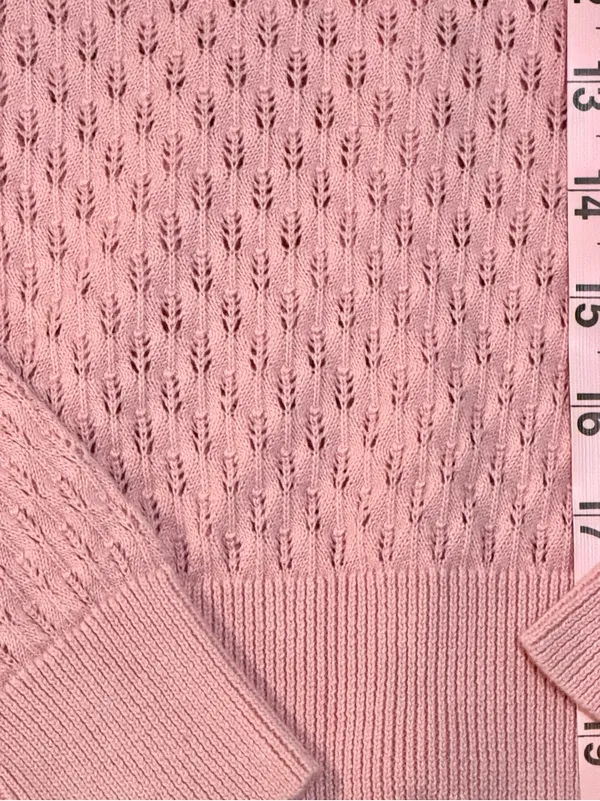 Frenchi Vintage Pastel Pink Pointelle Knit Button Up Cardigan Sz XS - Image 6