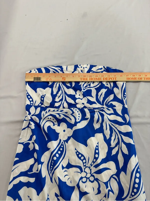 Anthropologie Paper Heart Strapless Blue Floral Maxi Dress Large - Image 4