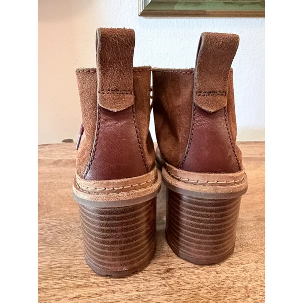 Clarks Trace Glow Brown Leather Suede Lace Up Ankle Boots 6‎ Fall Autumn - Image 2