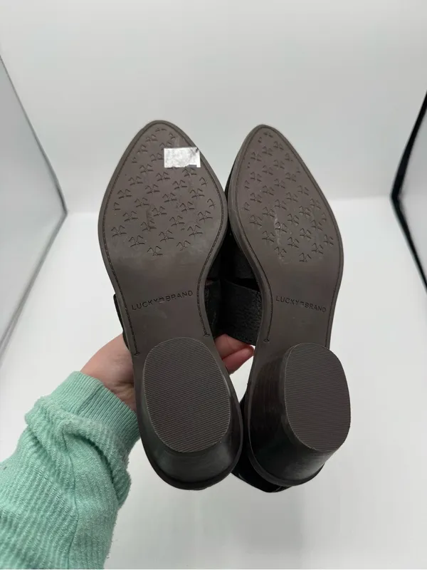 Lucky Brand Minnsy 2 Black Pointed Suede Leather Mules Size 6.5 fall autumn - Image 2