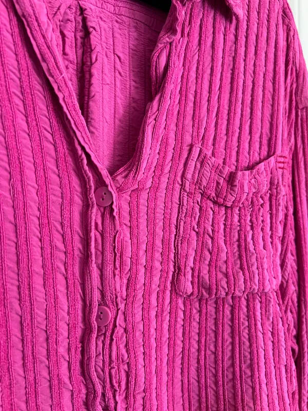 BDG Pink Cropped Button-Up Shirt - Image 2