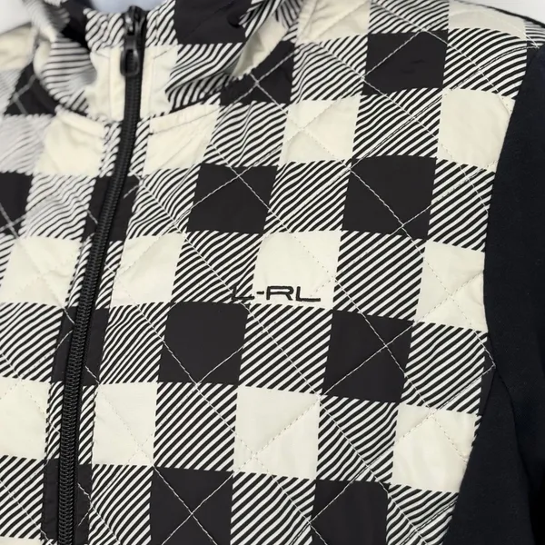 LRL Lauren Active Ralph Lauren Quilted Plaid Full Zip Hoodie Jacket‎ Women LG - Image 3