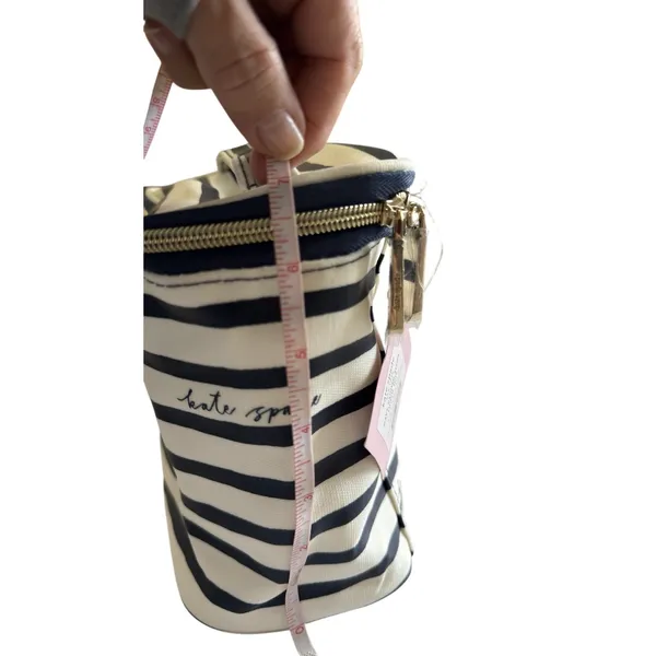 Kate Spade Womens Lunch Tote Bag Navy Cream Striped Insulated Zip Travel Cooler - Image 8