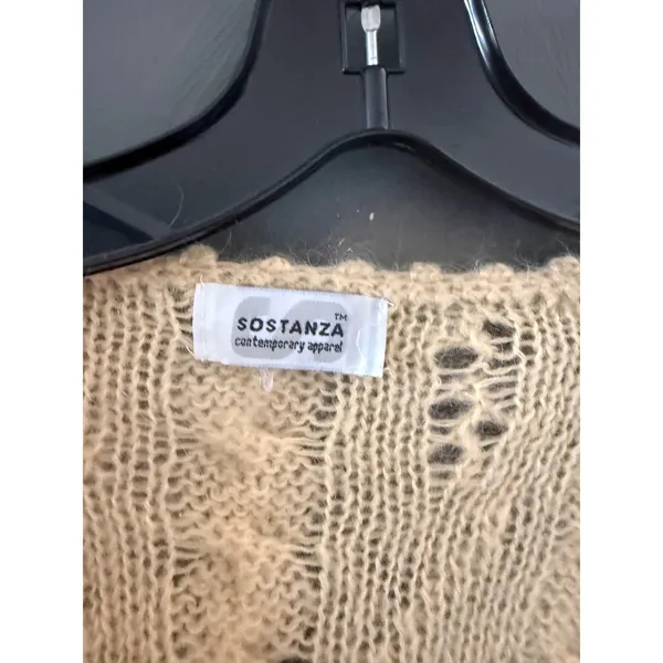 Sostanza Vintage Cream Pointelle Cable Knit Button Cardigan Sweater Cottage‎ - Image 4