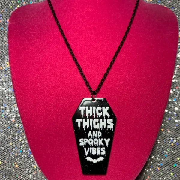 Handmade Thick Thighs and Spooky Vibes Necklace Gothic Jewelry Halloween witchy emo goth - Image 4
